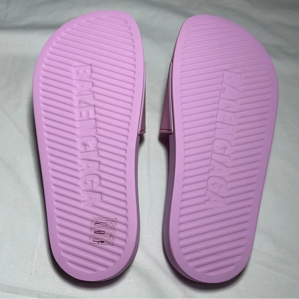 Balenciaga | Pink Pool Slides Logo Sandals | 36 - Picture 5 of 11